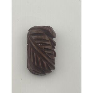 Vintage Carved Bakelite Leaf Dress Clip Brown Art Deco 1930s 40s costume jewelry